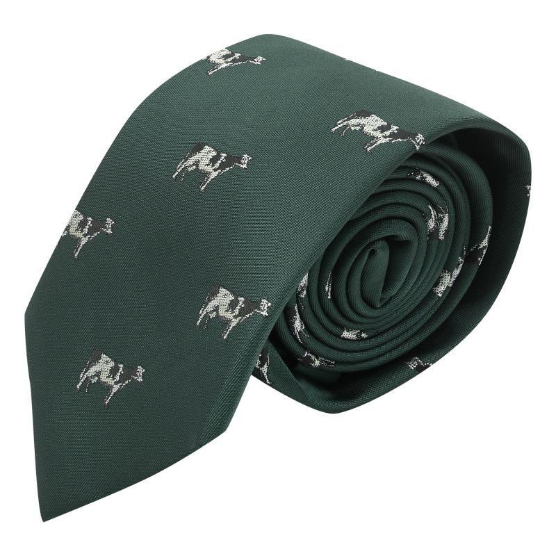 King & Priory Dark Green Cow Embroidered Tie