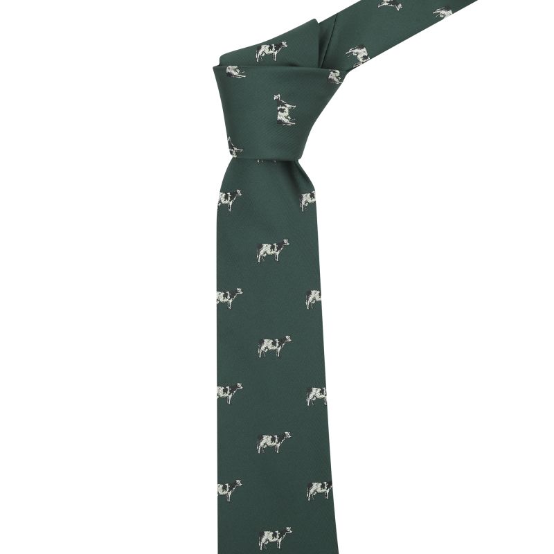 king & priory Dark Green Cow Embroidered Tie
