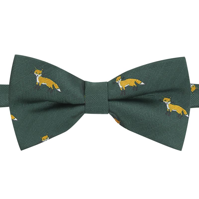 King & Priory Dark Green Fox Herringbone Bow Tie