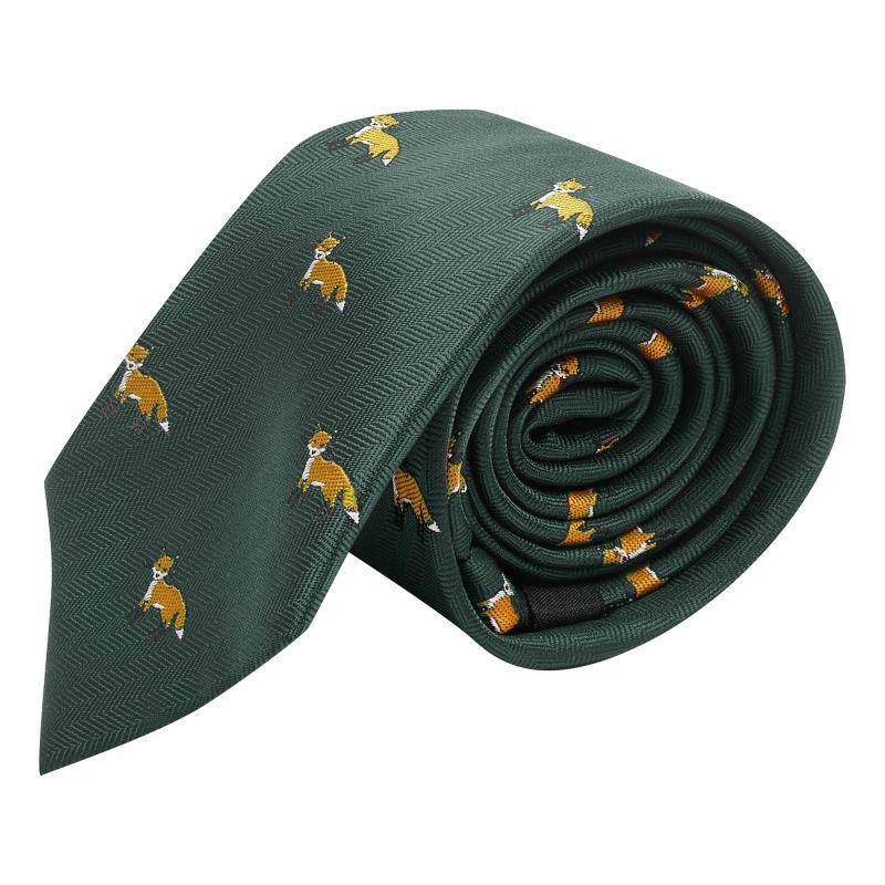 king & priory Dark Green Fox Herringbone Tie