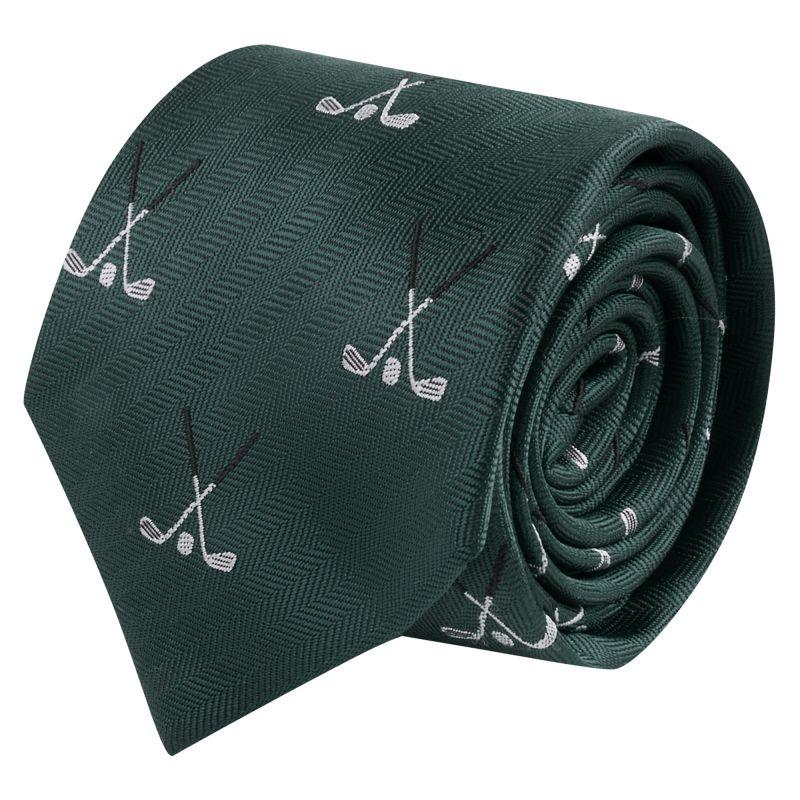 King & Priory Dark Green Golf Clubs Herringbone Tie