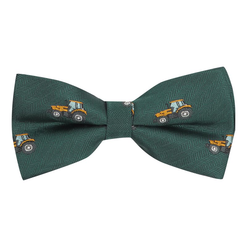 King & Priory Dark Green Herringbone Tractor Bow Tie