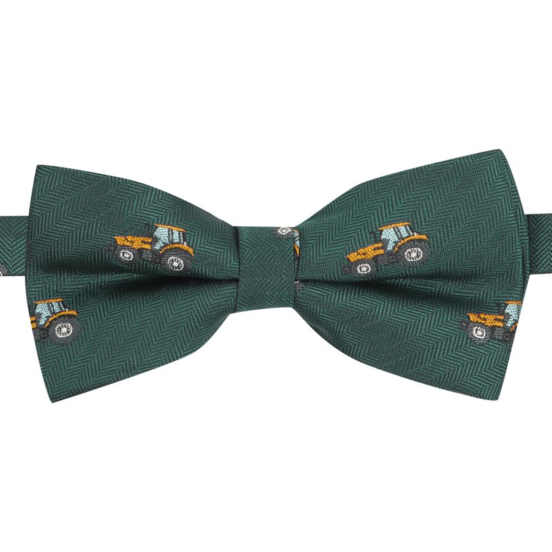 king & priory Dark Green Herringbone Tractor Bow Tie