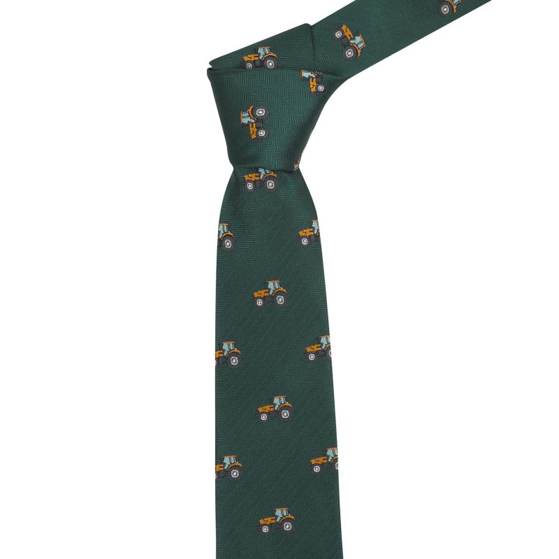 king & priory Dark Green Herringbone Tractor Tie