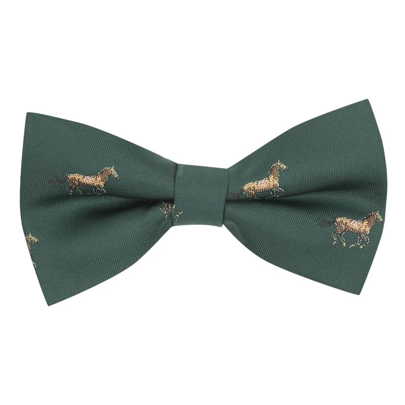 king & priory Dark Green Horse Embroidered Bow Tie