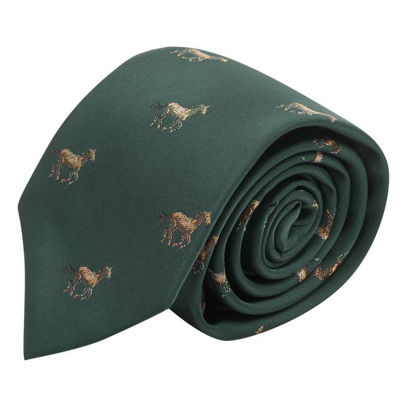 king & priory Dark Green Horse Embroidered Tie