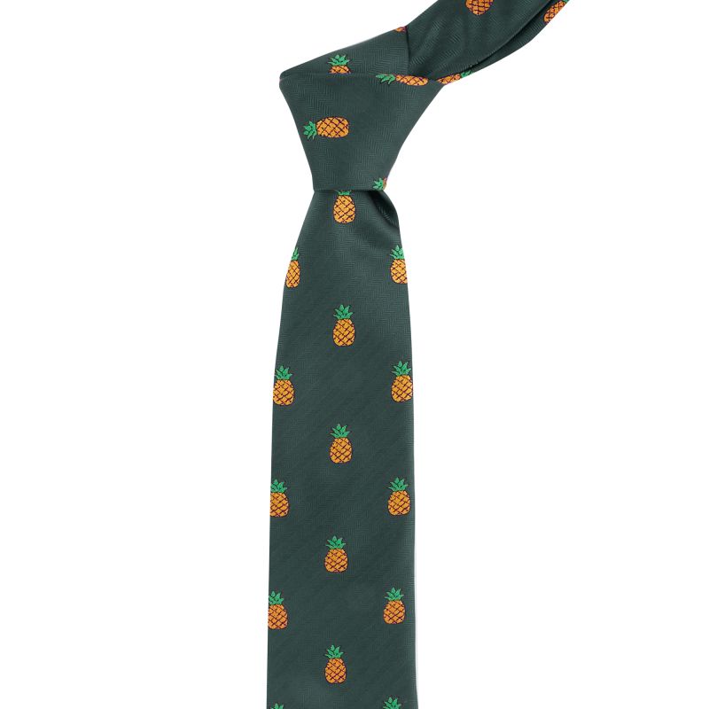 king & priory Dark Green Pineapple Herringbone Tie