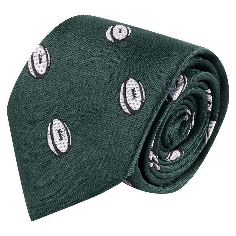 King & Priory Dark Green Rugby Ball Herringbone Tie