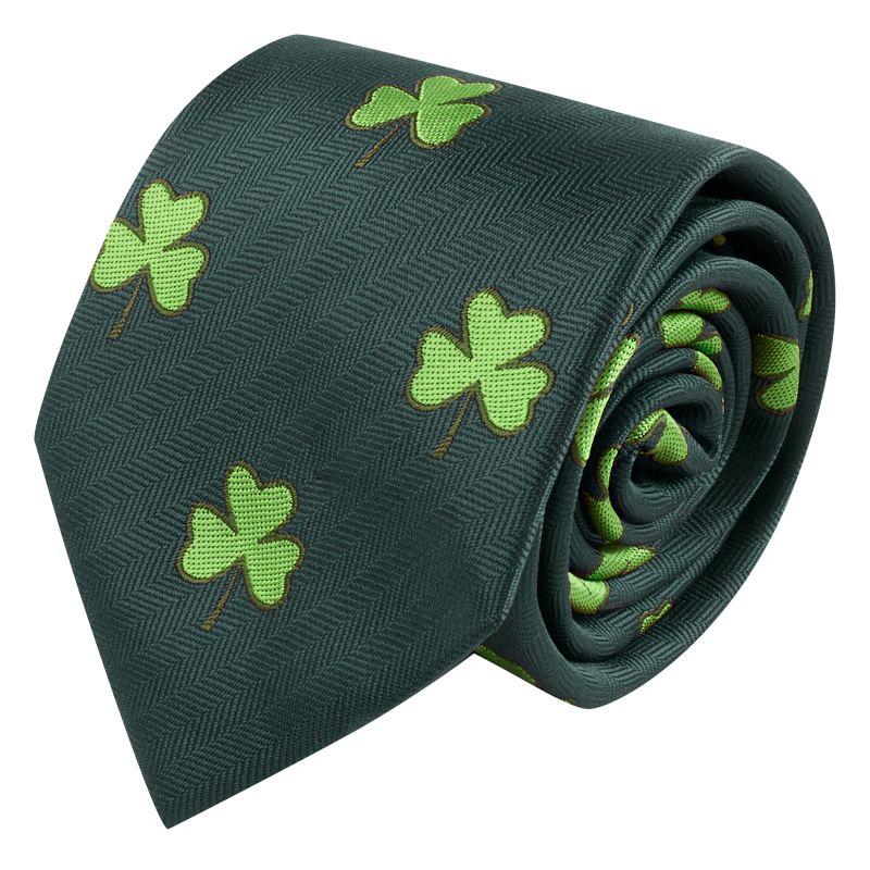 King & Priory Dark Green Shamrock Herringbone Tie
