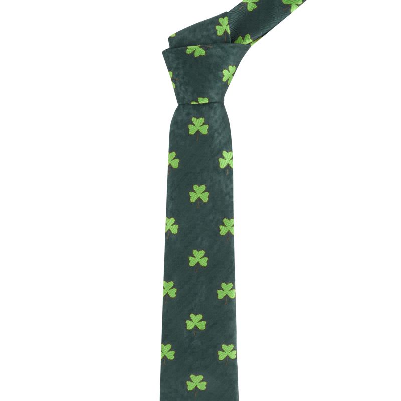 king & priory Dark Green Shamrock Herringbone Tie