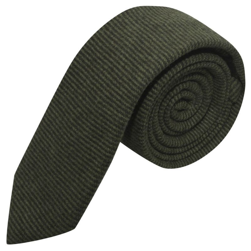 king & priory Dark Green Sharkskin Stripe Tie