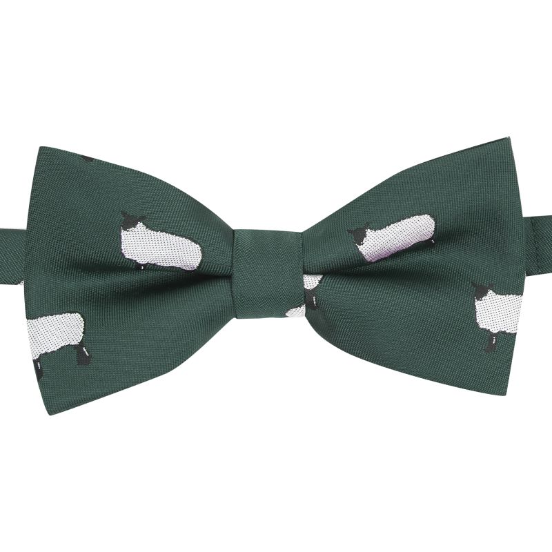 King & Priory Dark Green Sheep Embroidered Bow Tie
