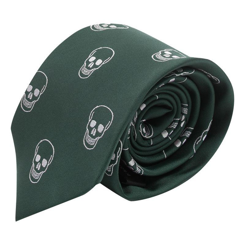 king & priory Dark Green Skull Embroidered Tie