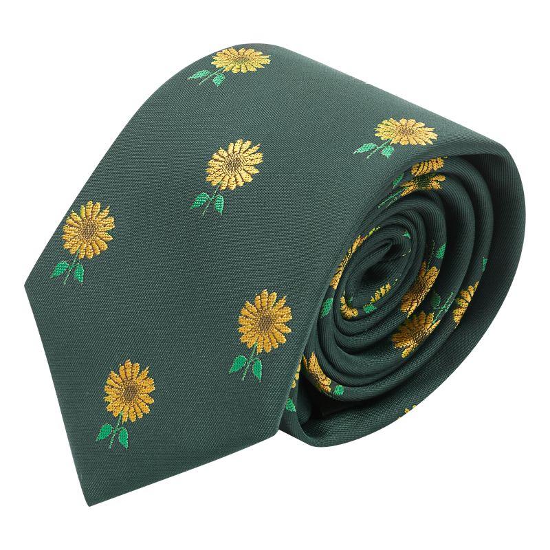 King & Priory Dark Green Sunflower Embroidered Tie