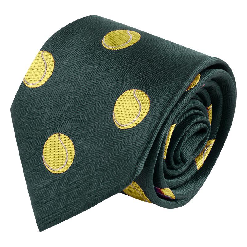 King & Priory Dark Green Tennis Ball Herringbone Tie