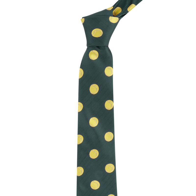 king & priory Dark Green Tennis Ball Herringbone Tie