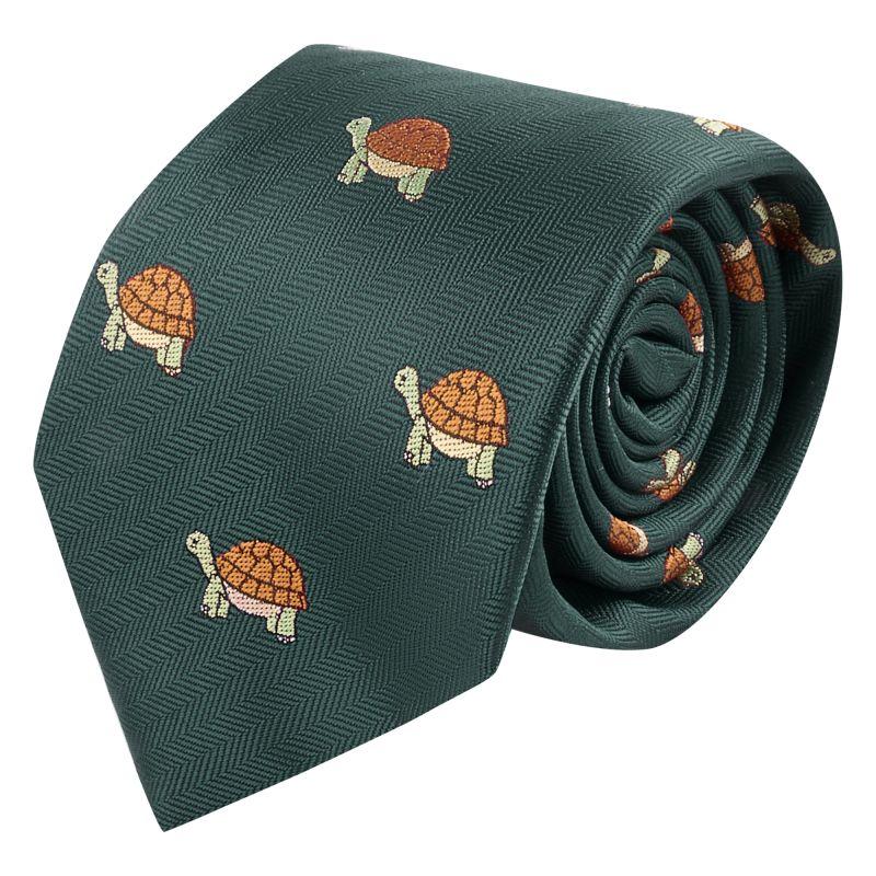 King & Priory Dark Green Tortoise Herringbone Tie