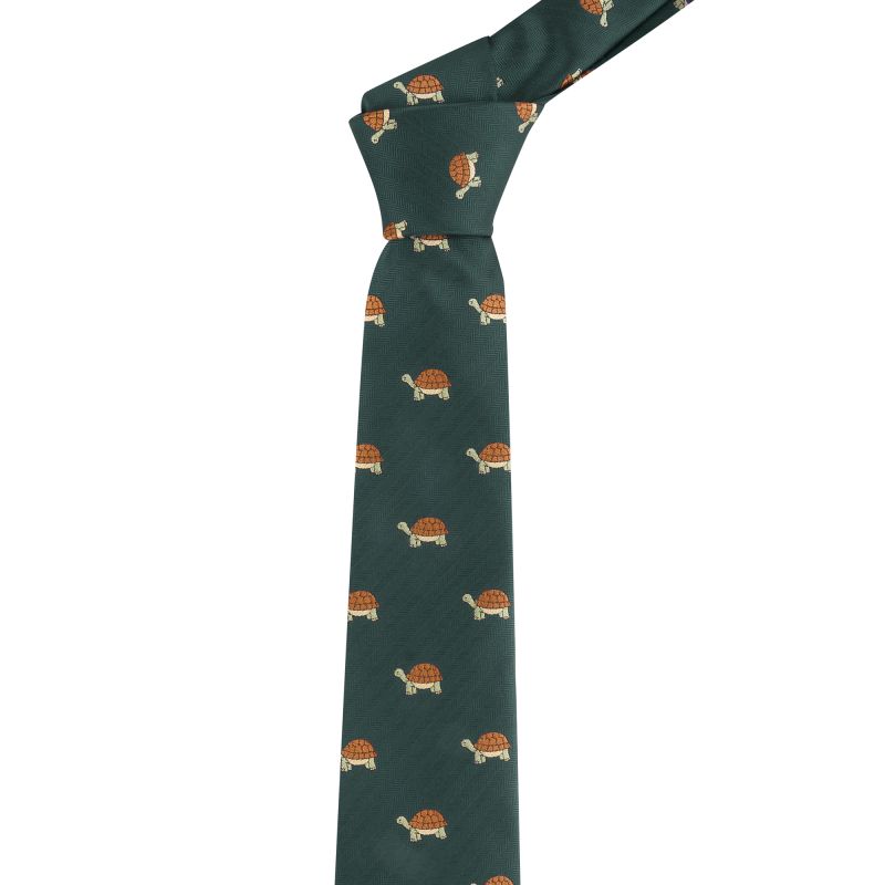 king & priory Dark Green Tortoise Herringbone Tie