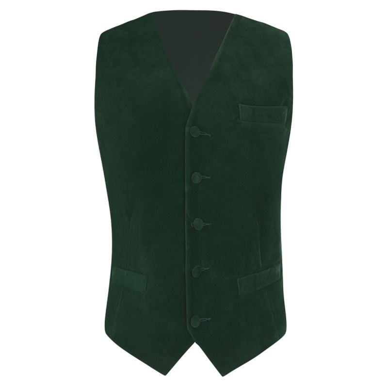 King & Priory Dark Green Velvet Waistcoat