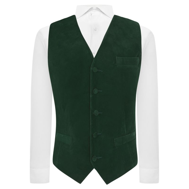 king & priory Dark Green Velvet Waistcoat