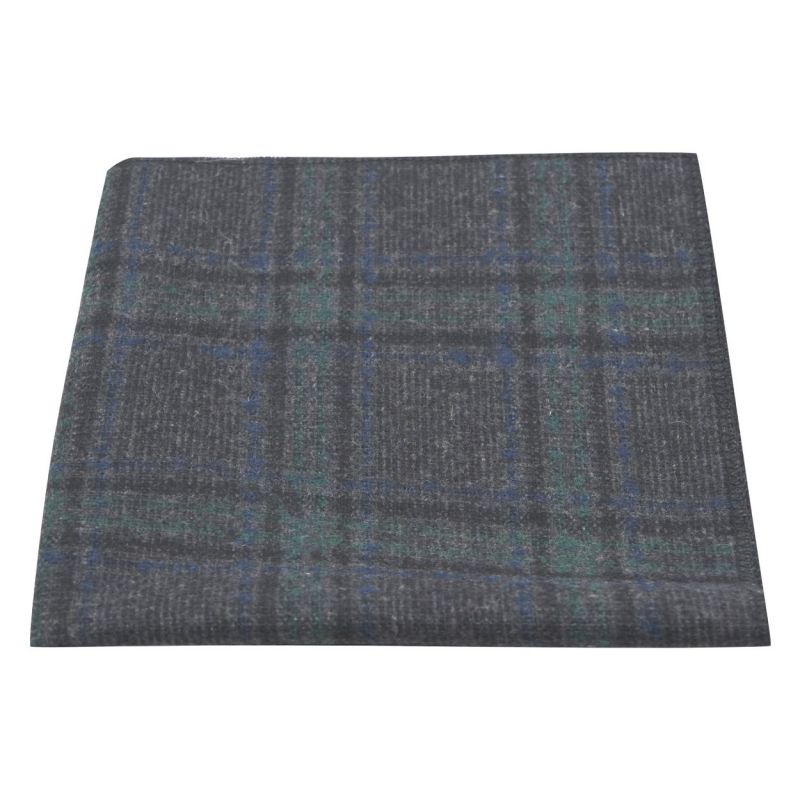 king & priory Dark Grey & Green Check Pocket Square