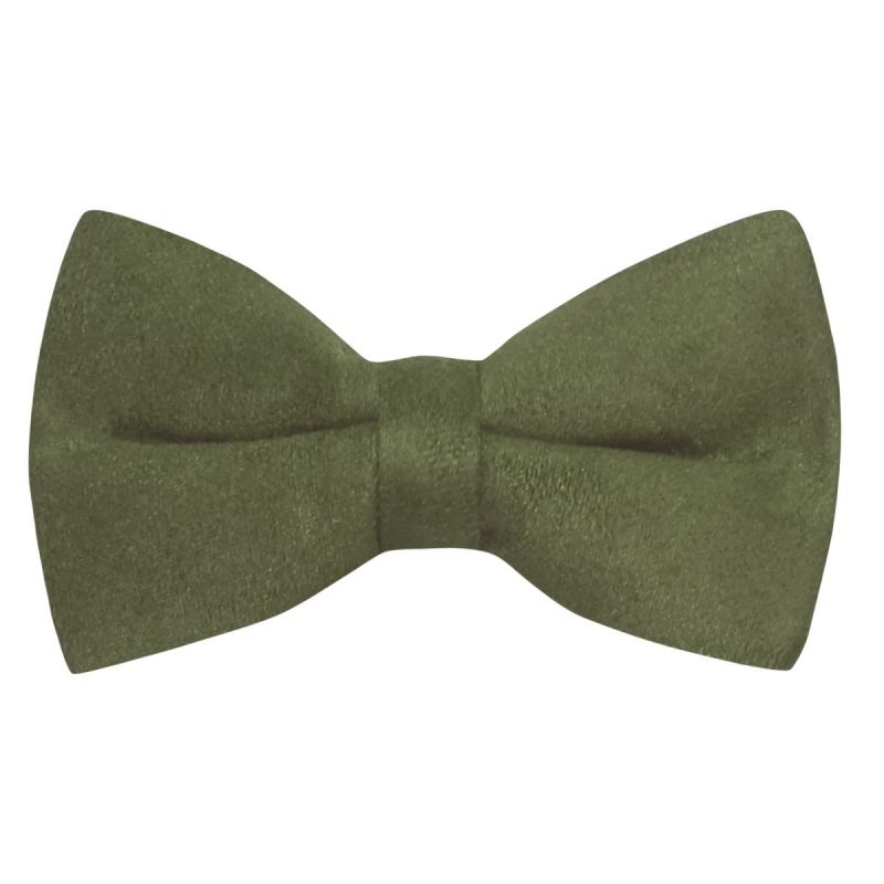 King & Priory Dark Olive Green Suede Bow Tie