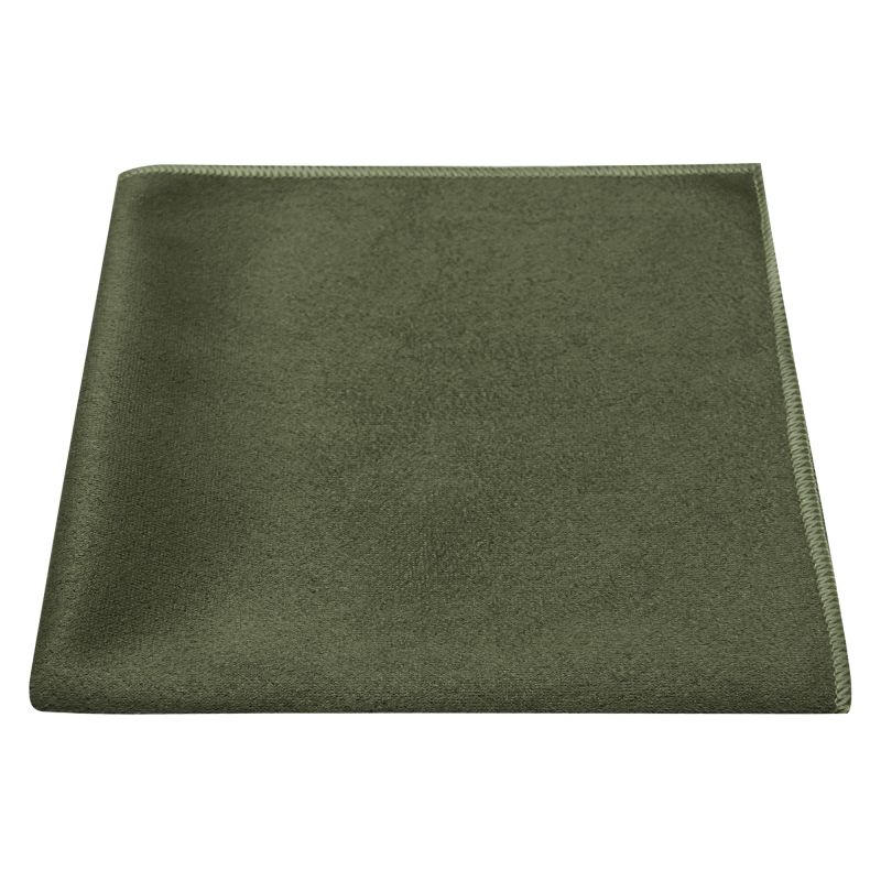 king & priory Dark Olive Green Suede Pocket Square