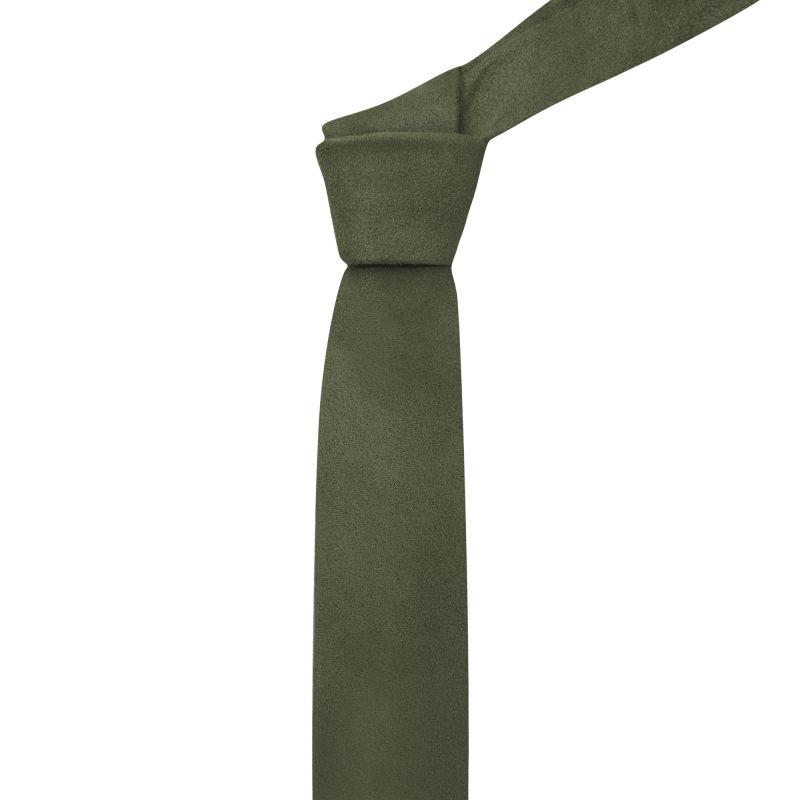 King & Priory Dark Olive Green Suede Tie