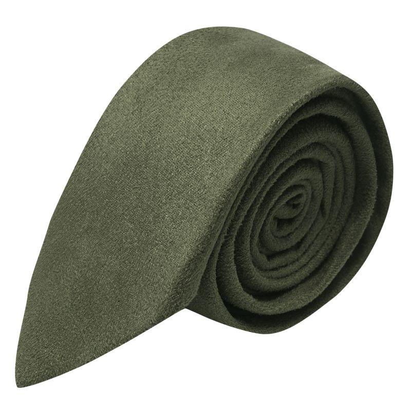 king & priory Dark Olive Green Suede Tie