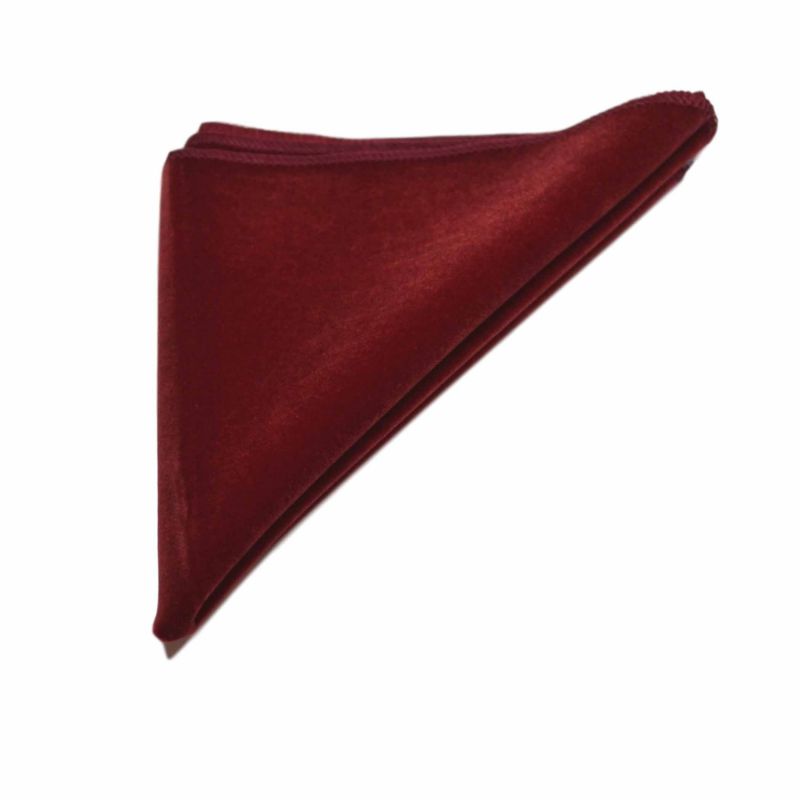 king & priory Dark Red Velvet Pocket Square