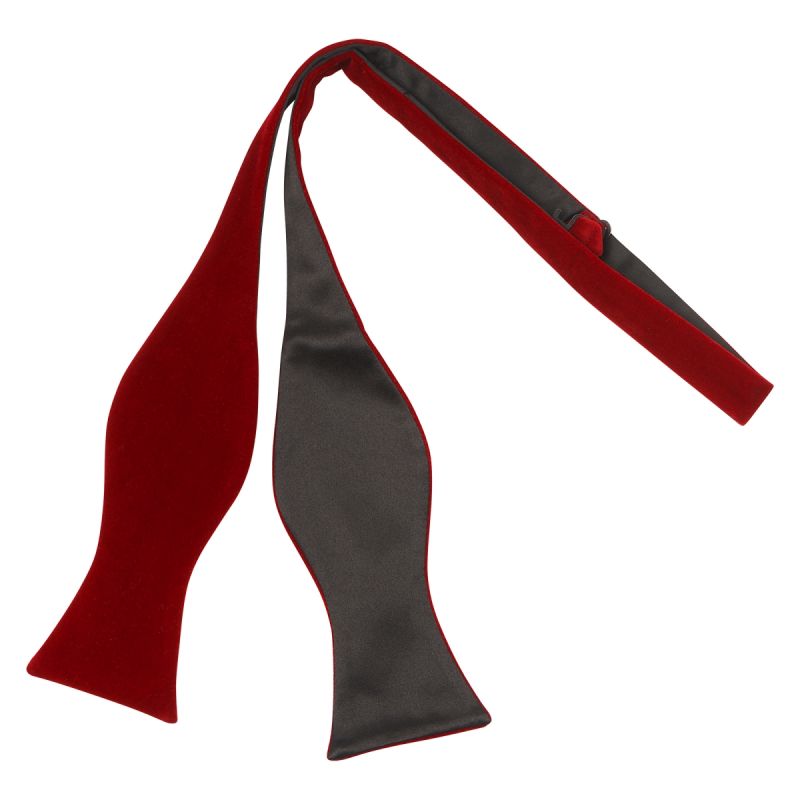 king & priory Dark Red Velvet Self-Tie Bow Tie