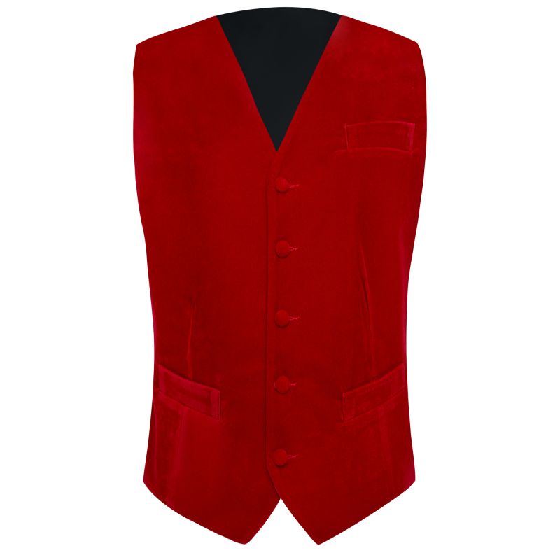 King & Priory Dark Red Velvet Waistcoat