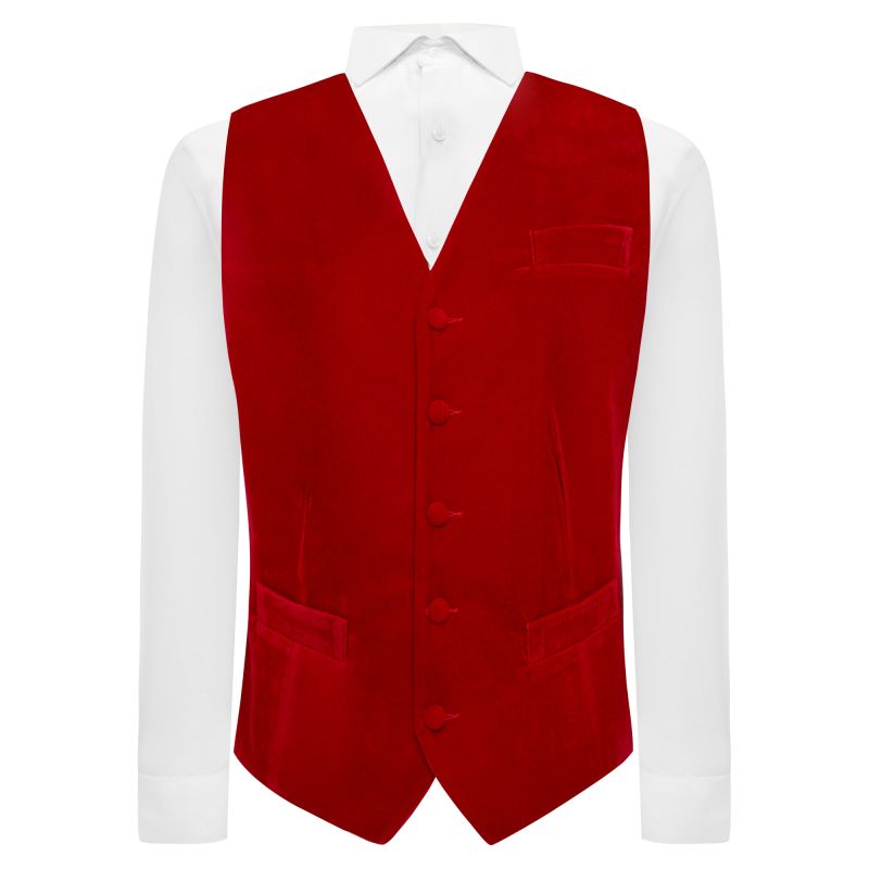 king & priory Dark Red Velvet Waistcoat