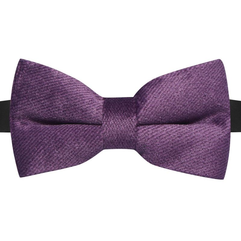 King & Priory Deep Purple Textured Velvet Bow Tie