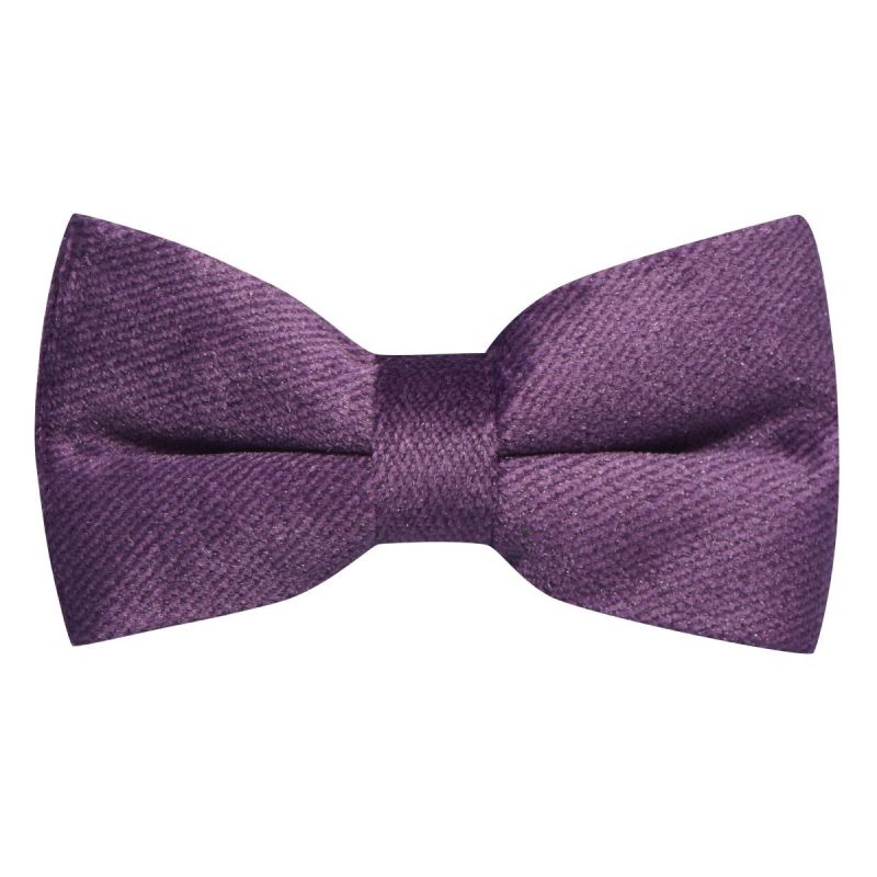 king & priory Deep Purple Textured Velvet Bow Tie