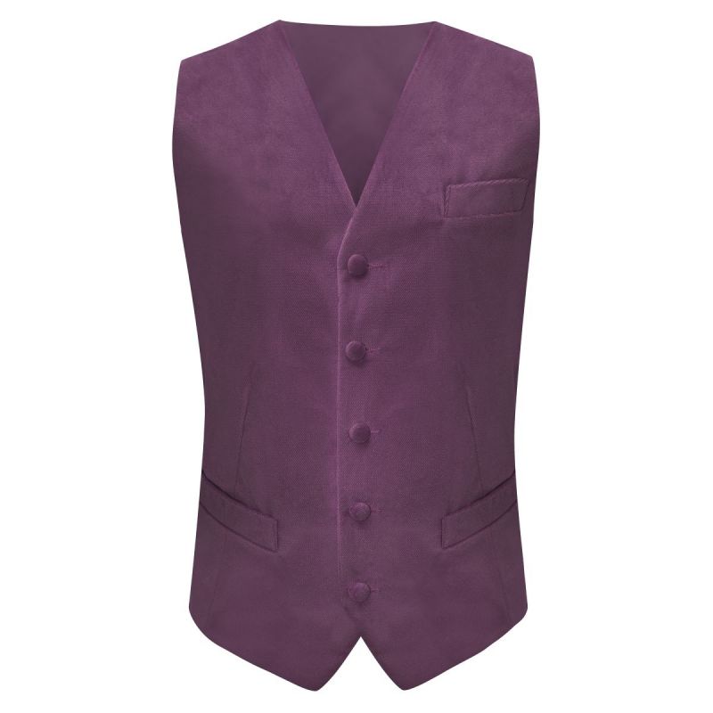 King & Priory Deep Purple Textured Velvet Waistcoat