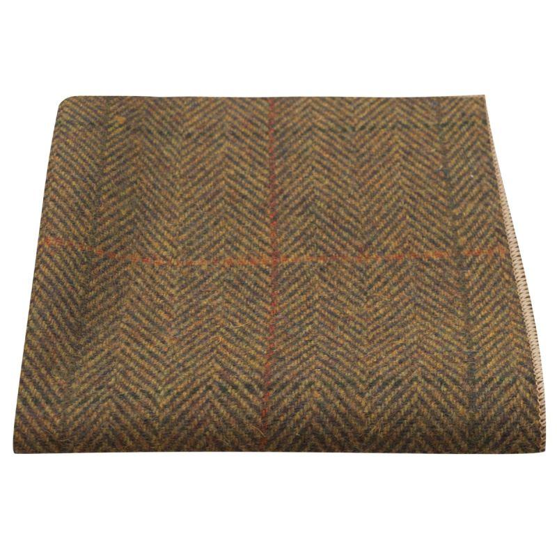 king & priory Dijon Herringbone Check Pocket Square