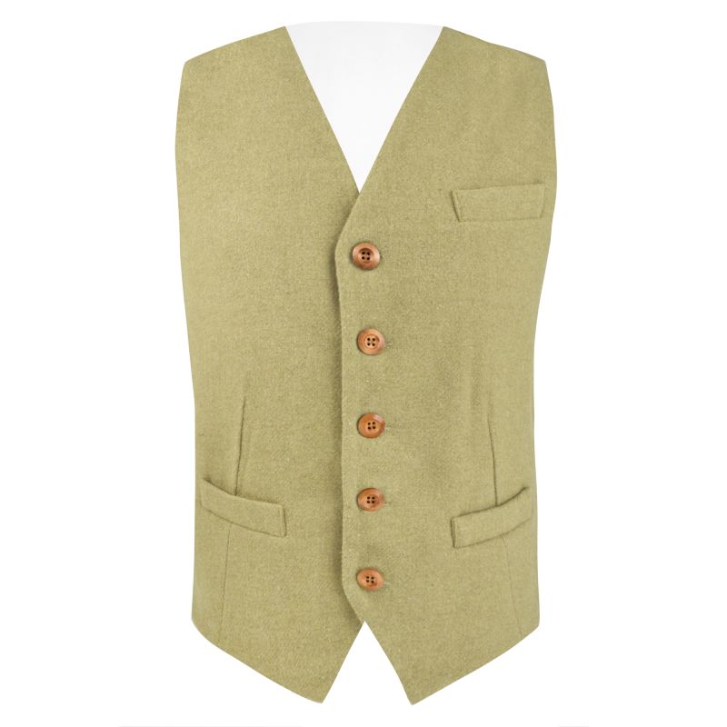 King & Priory Earl Green Woven Wool Waistcoat
