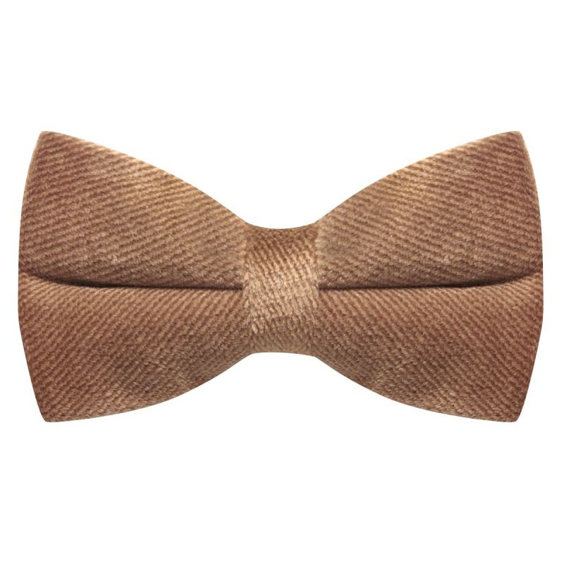 king & priory Fawn Brown Textured Velvet Bow Tie