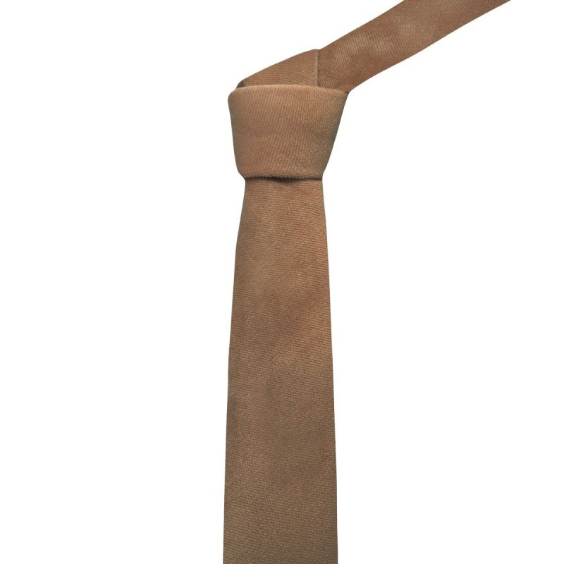 King & Priory Fawn Brown Textured Velvet Tie