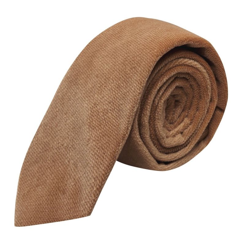 king & priory Fawn Brown Textured Velvet Tie