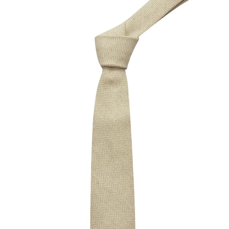 King & Priory Gold & Cream Herringbone Tie