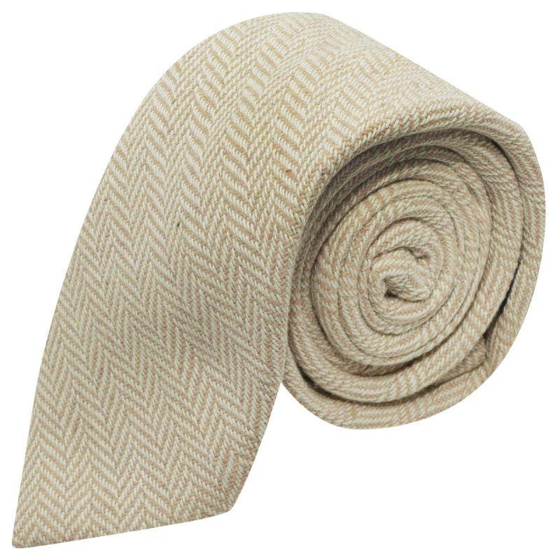 king & priory Gold & Cream Herringbone Tie