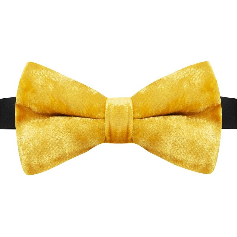 King & Priory Gold Crushed Velvet Bow Tie