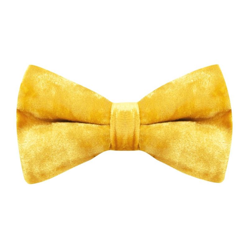 king & priory Gold Crushed Velvet Bow Tie