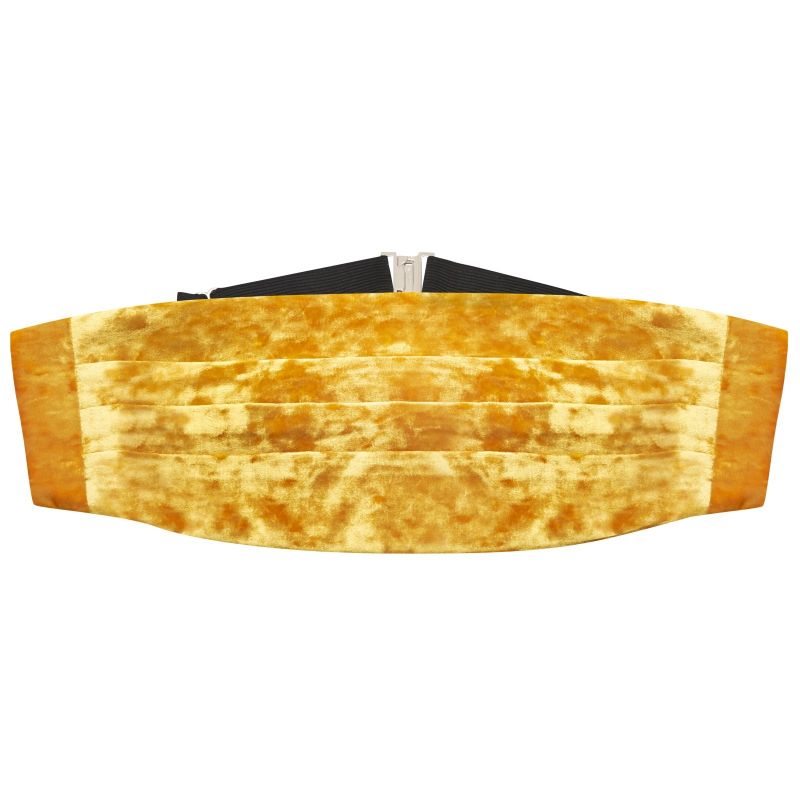 king & priory Gold Crushed Velvet Cummerbund