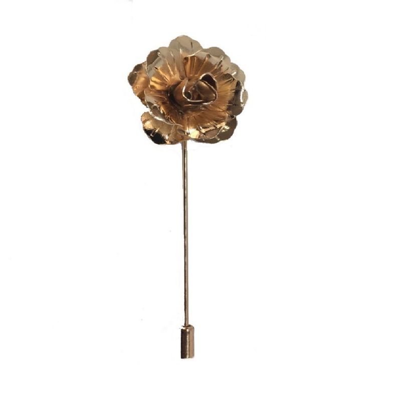 king & priory Gold Metal Flower/Rose Lapel Pin