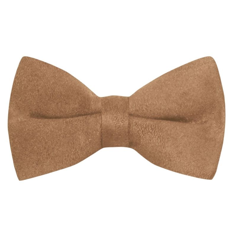King & Priory Golden Brown Suede Bow Tie