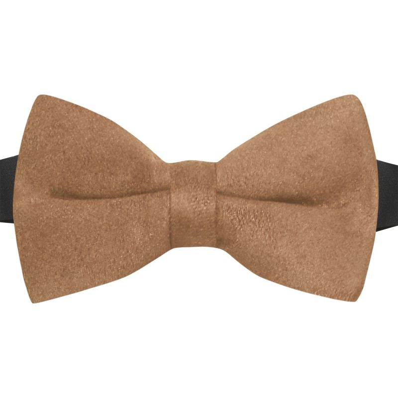 King & Priory Golden Brown Suede Bow Tie