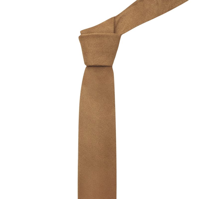 King & Priory Golden Brown Suede Tie